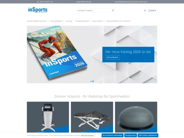 E-Commerce-Plattform für Zimmer inSports